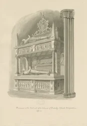 Penkridge Church – „Dwupokładowy” grobowiec Sir Edwarda Littletonsa: rysunek w sepii