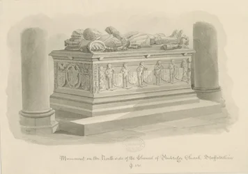 Penkridge Church - Grób [Sir Edward Littleton]: rysunek w sepii