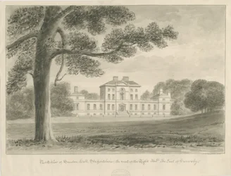 Sandon Hall: rysunek w sepii