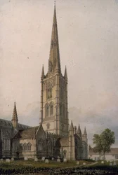 Kościół św. Wulframa, Grantham (akwarela na papierze)