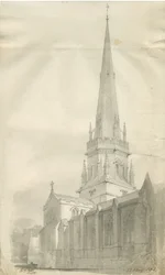 Stafford - Kościół Mariacki: rysunek w sepii, nd [1841] (rysunek)