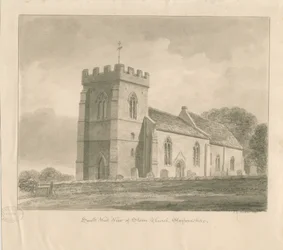 Stowe Church: rysunek w kolorze sepii