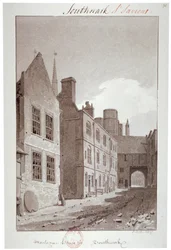 Widok w kierunku bramy Montague House, Southwark, Londyn, 1827