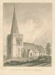 Kościół Weston-on-Trent: rysunek w sepii