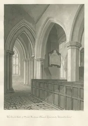 Worcestershire - Droitwich - Wnętrze kościoła św. Andrzeja: rysunek w sepii