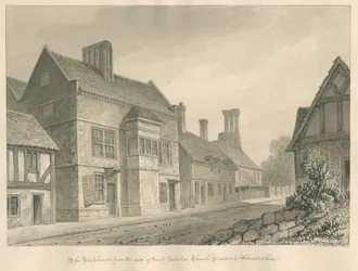 Worcestershire - Droitwich - Przytułek: rysunek w sepii