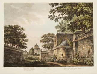 Wnętrze Fossy Bastylii, część Arsenału, ilustracja z Wersalu, Paryża i Saint Denis, pub. 1809 (akwatinta)