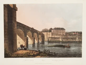 Paryż, Most Neuille, ilustracja z Wersalu, Paryża i Saint Denis, wyd. 1807 (akwatinta)