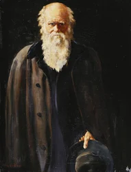 Portret Charlesa Darwina, stojącego, ujęcie do trzech czwartych, 1897