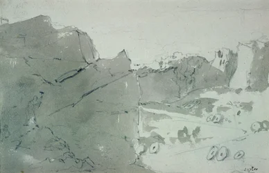 Kamieniołom kamieni młyńskich w Derbyshire, 1801 (manie ołówkiem i sepią na papierze)