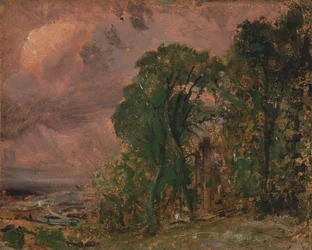 Widok na Hampstead ze sztormową pogodą, ca. 1830.