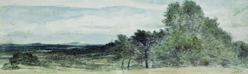 Widok na Hursley, Hampshire, 1804 (czarna kreda i akwarela)