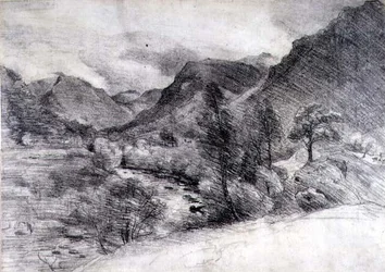 Borrowdale, rano, c.1806 (rysunek ołówkiem na papierze)