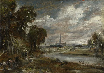 Katedra w Salisbury z rzeki Nadder, c.1829