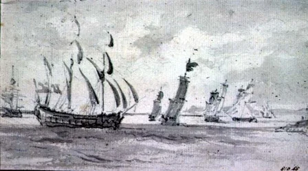 Wysyłka na wietrze nad Tamizą lub Medway (grafit na papierze)