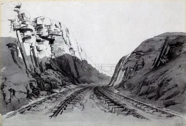 Blisworth Cutting, Northamptonshire, wrzesień 1838 (pióro i atrament oraz pranie na papierze)