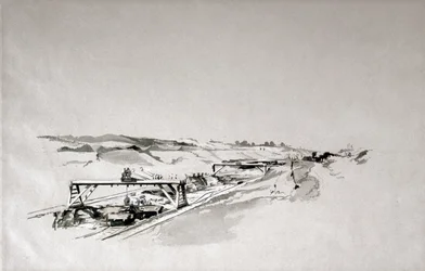 Blisworth Cutting, Northamptonshire, wrzesień 1838 (pióro i atrament oraz pranie na papierze)