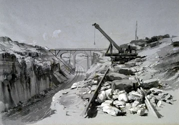 Blisworth Cutting, Northamptonshire, z góry, 2 lipca 1837 (pióro i atrament oraz pranie na papierze)