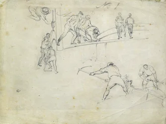 Lontoon ja Birminghamin rautatien rakentaminen, n. 1835 (kynä paperille; yhdistelmäluonnos) kiillotus