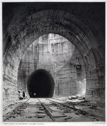 Świetny szyb wentylacyjny, Kilsby Tunnel, Northamptonshire, 1838 (pióro i atrament oraz pranie na papierze)