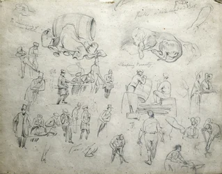 Białogłowy Bob Jacka, Śpiąca królewna, ok. 1835-38 (ołówek na papierze; szkic złożony)