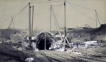 Tunel Primrose Hill, kwiecień 1837 (pióro i atrament oraz pranie na papierze)