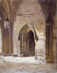 Wejście do krużganków z Dziekanatu, Opactwo Westminsterskie, Londyn, 1881 r.
