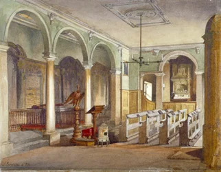 Wnętrze kaplicy przy przytułkach szpitala Emanuel, Buckingham Gate, Westminster, Londyn, 1886