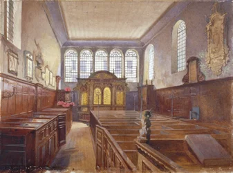 Widok wnętrza kościoła św. Mateusza, Friday Street, City of London, 1881 r.