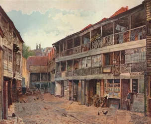 Kings Head Inn i Kings Head Inn Yard, Borough High Street, Southwark, Londyn, 1879