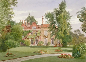 Widok z boku na Raleigh House, Brixton Hill, Lambeth, Londyn, 1887