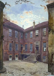 Widok starego domu przy Great Winchester Street, City of London, 1880.