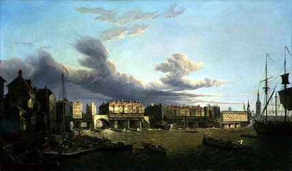 Widok mostu Old London Bridge z 1747 roku (olej na płótnie)