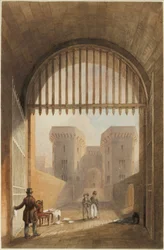 Gateway of the Gaol, Newcastle upon Tyne (bc, atrament i wc na papierze)