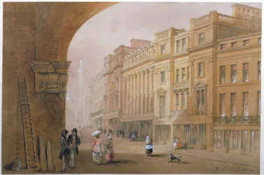Widok na Gray Street, Newcastle upon Tyne (bc, atrament i wc na papierze)