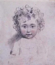 No.1869d Najmłodsza córka Lady Strathmore, c.1786 (grafitowa, czarno-czerwona kreda na papierze)