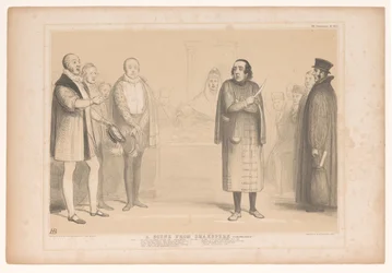 Spotprent spotkał Disraeli als Shylock Scena z Shakspere (skompresowana!) (tytuł na obiekcie) HB Sketches (tytuł serii na obiekcie)
