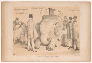 Spotkanie nad de aanstelling van Henry Hardinge als gouverneur van India Lekcja jazdy na słoniach! Studiował z natury w ogrodach zoologicznych (tytuł na obiekcie) HB Sketches (tytuł serii na obiekcie)