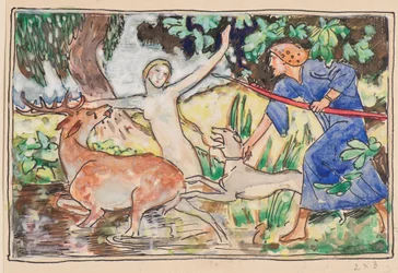 Diana i Akteon (akwarela)