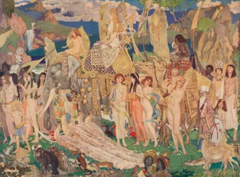 Kość słoniowa, małpy i pawie: Królowa Saby, ok. 1909