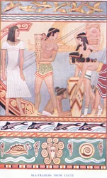 Handlarze morscy z Krety, ilustracja z pubu Myths of Crete i Pre-Hellenic Europe. przez Gresham Publishing Company Limited 1920