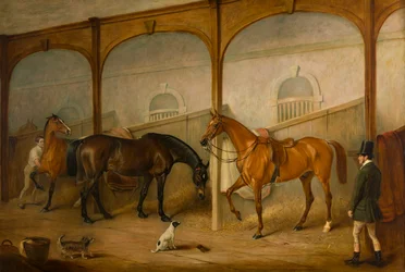 Tom of Lincoln i inżynier w stajniach w Newport Lodge, Melton Mowbray, Leicestershire, c.1852 (olej na płótnie)