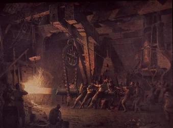 West Point Gun Foundry, kucie szybu, ok. 1867 (olej na płótnie)