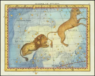 1776 mapa gwiazdozbioru Lwa, z Atlas Celeste de Flamsteed Fortina