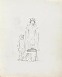 Pani Siddons jako Constance z dzieckiem, 1783 (pióro, tusz i pranie na papierze)