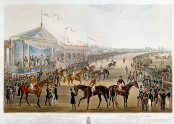 Prix du jockey club a Chantilly w 1841 r. Grafika Johna Fredericka Herringa (1795-1865)
