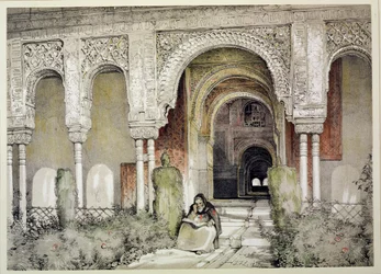 Wejście do Sali Dwóch Sióstr (Sala de las dos Hermanas), z „Sketches and Drawings of the Alhambra”, 1835