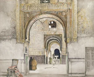 Sala Dwóch Sióstr (Sala de las dos Hermanas), ze „Szkiców i rysunków Alhambry”, grawerowana przez Williama Gauciego (fl.1825-54), 1835