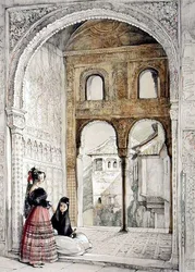 Okno w Sali Ambasadorów, ze szkiców i rysunków Alhambry, 1835
