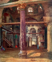 Wnętrze meczetu El Aksa od południowego wschodu, 1902.